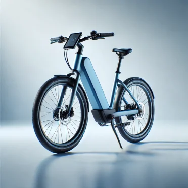 DALL·E 2025-02-19 10.59.54 - A modern electric bicycle in a sleek blue color, designed with a minimalist and futuristic style. The bicycle features a sturdy frame, ergonomic seat,